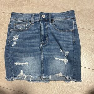 American Eagle Outfitters Blue Distressed Pencil Skirt